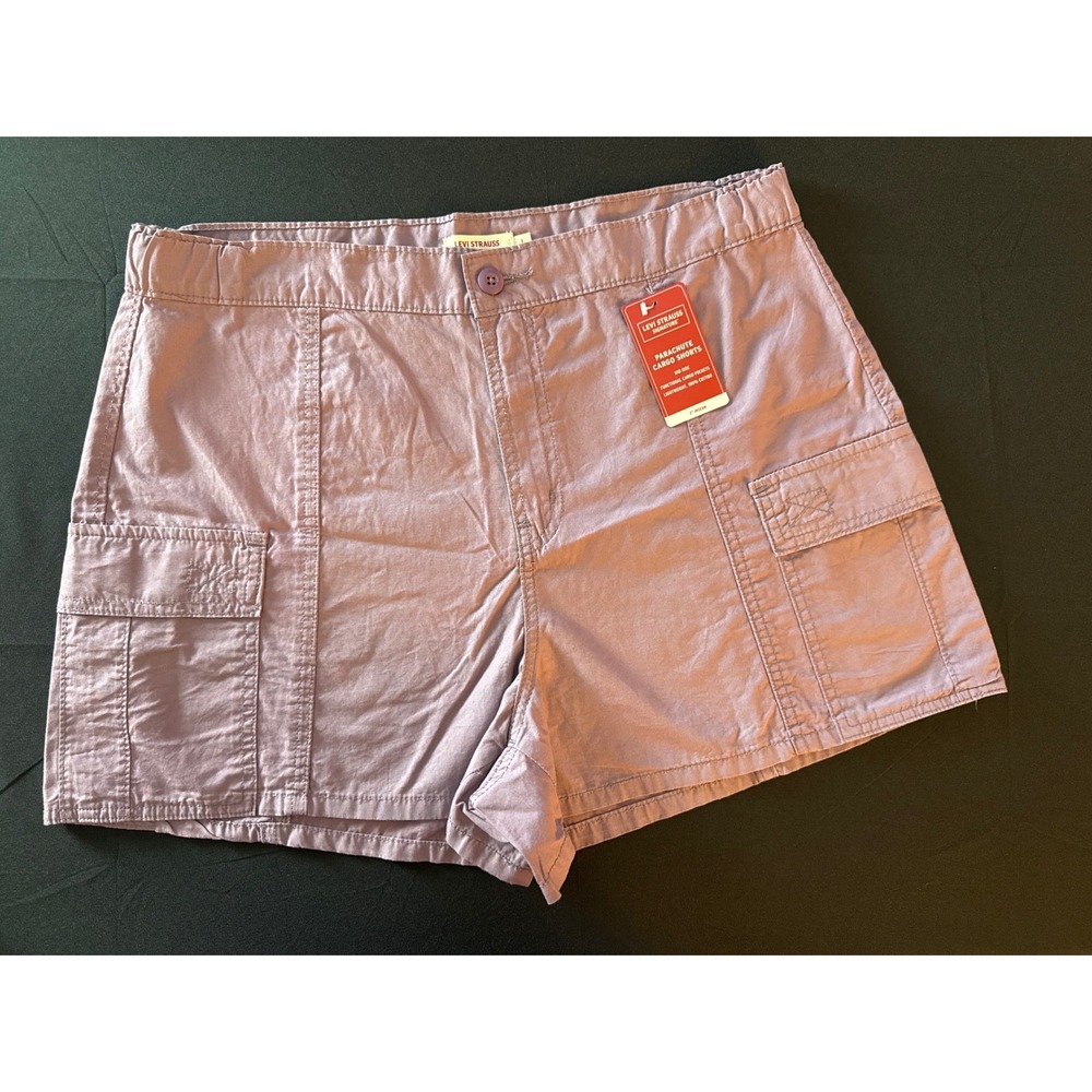 Levi Strauss Signature Parachute Cargo Shorts Womens Large Purple 3in Inseam NWT